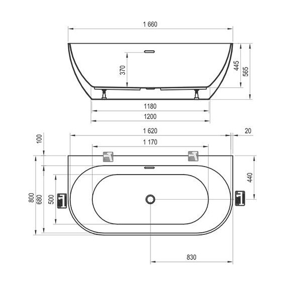 Ванна Ravak Freedom W 165х80 см XC00100027, чёрный - фото 7