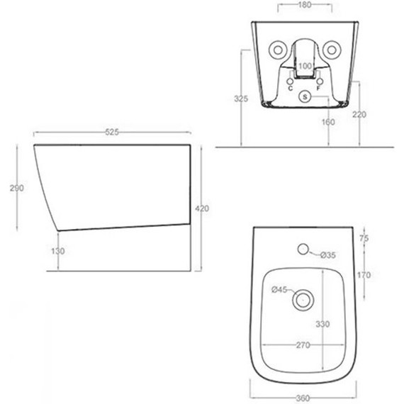 Биде подвесное ArtCeram A16 ASB001 03 00, чёрный глянцевый - фото 3