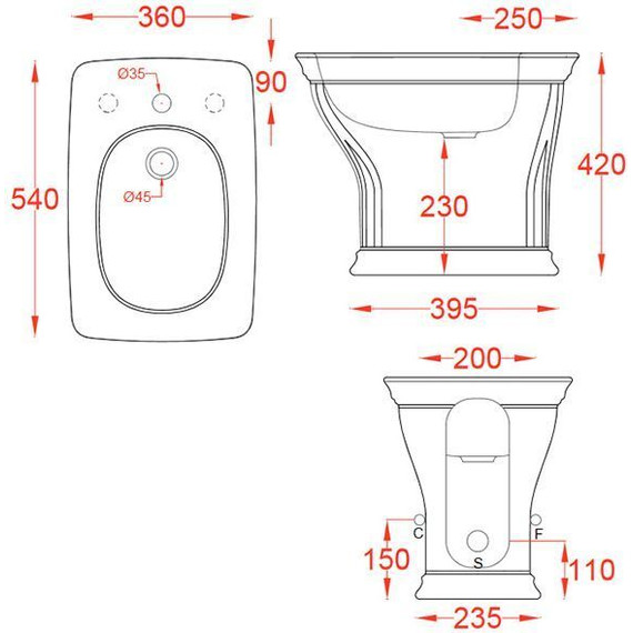 Биде напольное ArtCeram Civitas CIB002 34 00, серый - фото 2