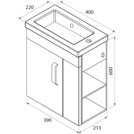 Тумба подвесная с раковиной Iddis Torr 40 см TOR40WRi95K, белый глянец - фото 6