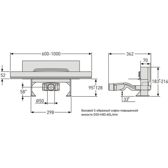 Трап Berges Wasserhaus Wall 60 см 092156, нержавеющая сталь, золото глянец, Цвет производителя: золото глянец, Размер трапа: 600 - фото 10