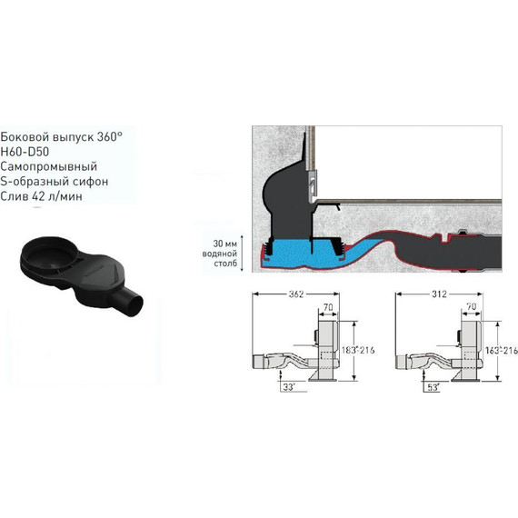 Трап Berges Wasserhaus Wall 100 см 092157, нержавеющая сталь, золото глянец, Цвет производителя: золото глянец, Размер трапа: 1000 - фото 5