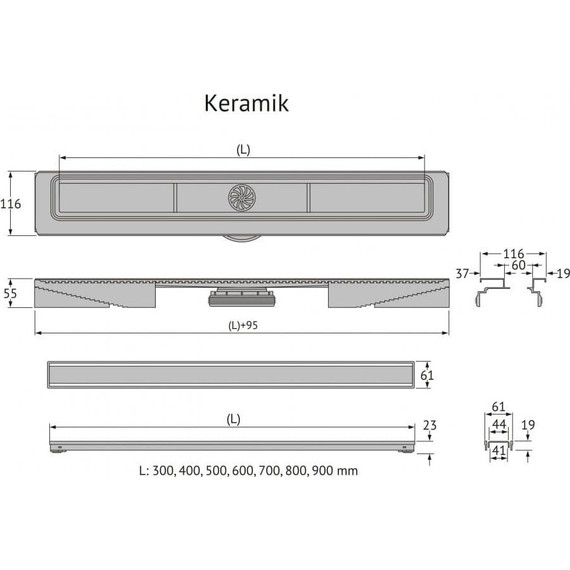 Трап Berges Wasserhaus B1 Keramik 60 см 094117, нержавеющая сталь, бронза (под плитку), Цвет производителя: бронза, Размер трапа: 600 - фото 13