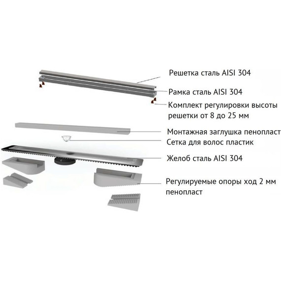 Трап Berges Wasserhaus B1 Keramik 60 см 095117, нержавеющая сталь, черный матовый (под плитку), Цвет производителя: чёрный матовый, Размер трапа: 600 - фото 4