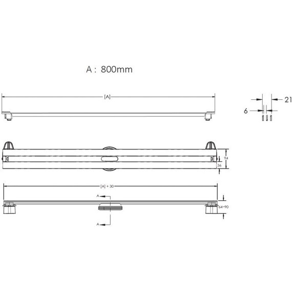 Трап Berges Wasserhaus Super Slim 80 см 095154, нержавеющая сталь, черный матовый - фото 11