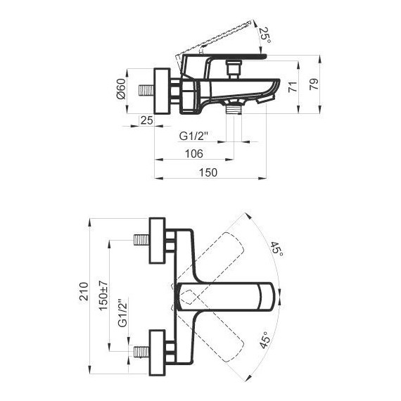 Смеситель для ванны Azario Atri AZ-15960501 - фото, картинка 2 Смеситель для ванны Azario Atri AZ-15960501 - фото 2