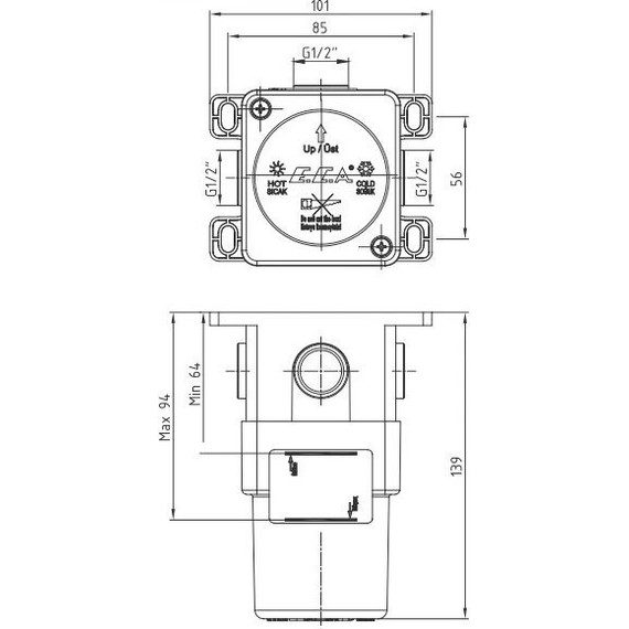 Скрытая часть для смесителя E.C.A. 102166102C1EX, черный матовый - фото 2