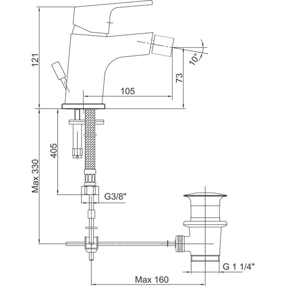 Смеситель для биде E.C.A. Tiera 102110195C1EX, черный матовый - фото 6