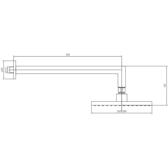 Верхний душ E.C.A. Tiera 102145031C1EX 200x200 мм, черный матовый - фото 2
