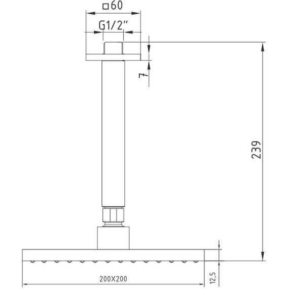 Верхний душ E.C.A. Tiera 102145032C1EX 200x200 мм, черный матовый - фото 2