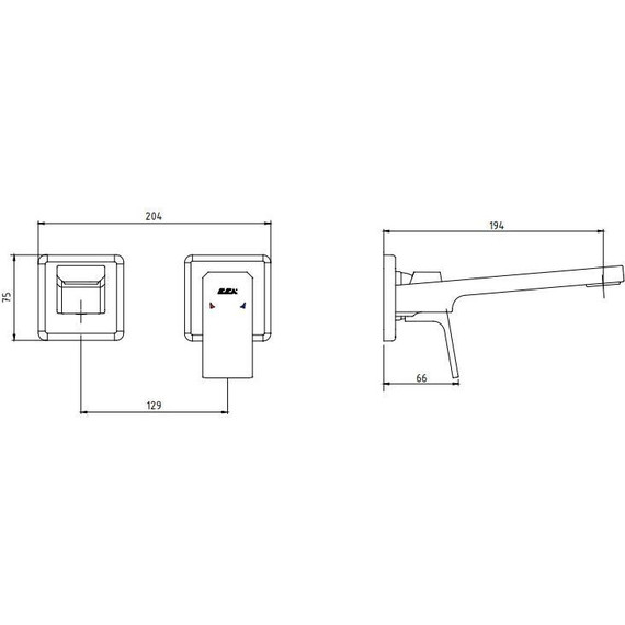 Смеситель для раковины настенный E.C.A. Tiera 102167605C1EX-KK, черный матовый - фото 6
