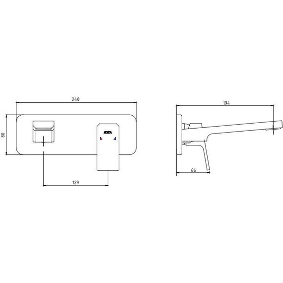 Смеситель для раковины настенный E.C.A. Tiera 102167605C1EX-K, черный матовый - фото 6