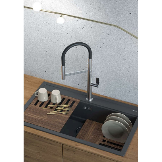 Смеситель для кухни Omoikiri Osaka C-BL 4994333, хром/чёрный - фото 2