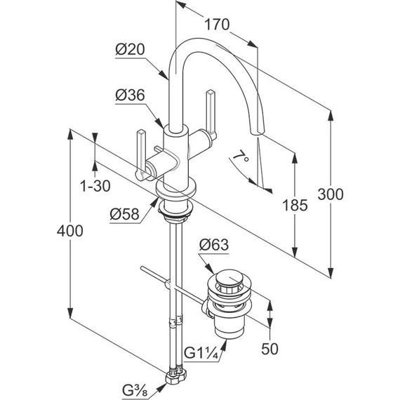 Смеситель для раковины Kludi Nova Fonte 201183915, черный матовый - фото 5