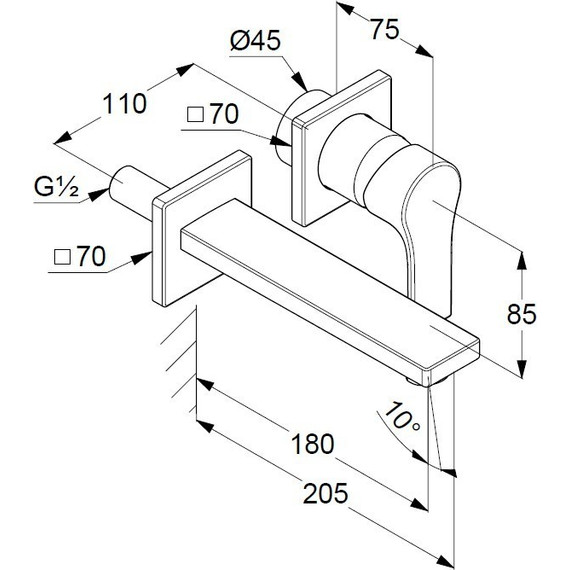 Смеситель для раковины настенный Kludi Zenta SL 180 мм 482440565 - фото 2