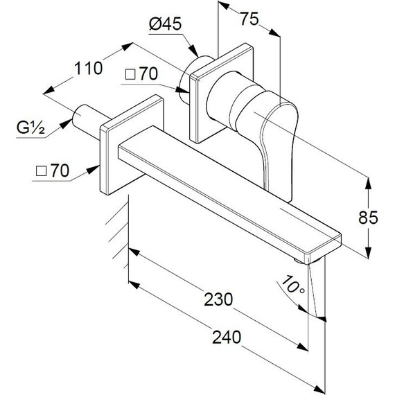 Смеситель для раковины настенный Kludi Zenta SL 230 мм 482450565 - фото 2