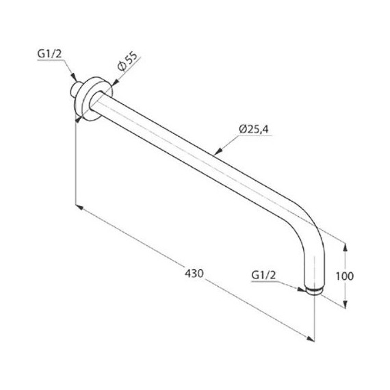 Кронштейн стеновой для верхнего душа Kludi A-QA 6651439-00, 400 мм, чёрный матовый - фото 2