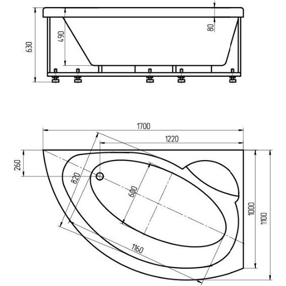 Ванна гидро-аэромассажная Aquatek Аякс 2 170x110 см R - фото 4