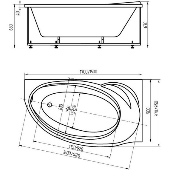 Ванна гидро-аэромассажная Aquatek Бетта 150x95 см L - фото 6