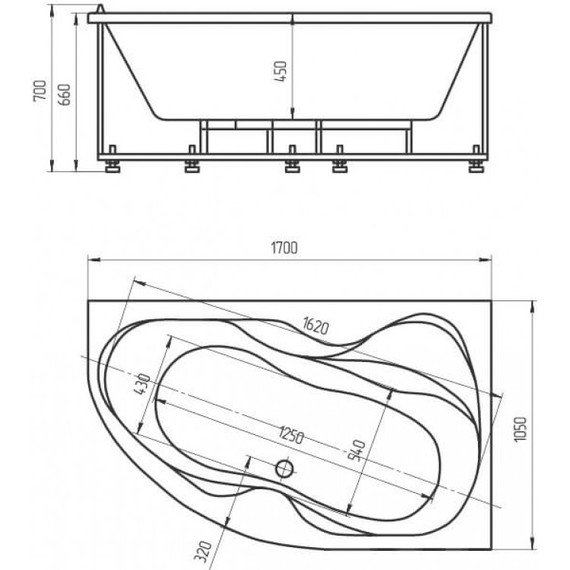 Ванна гидро-аэромассажная Aquatek Вега 170x105 см L - фото 5
