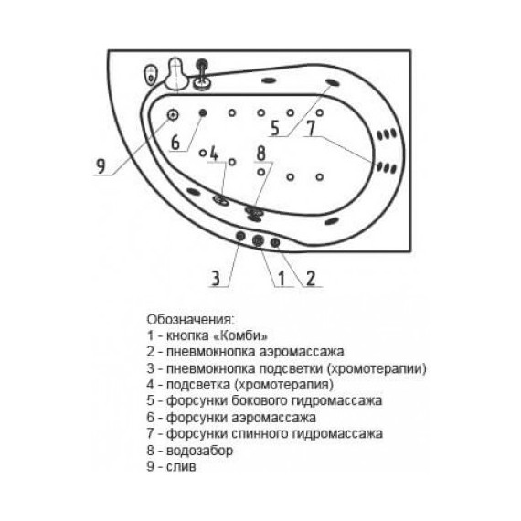 Ванна гидро-аэромассажная Aquatek Вирго 150x100 см L - фото 5