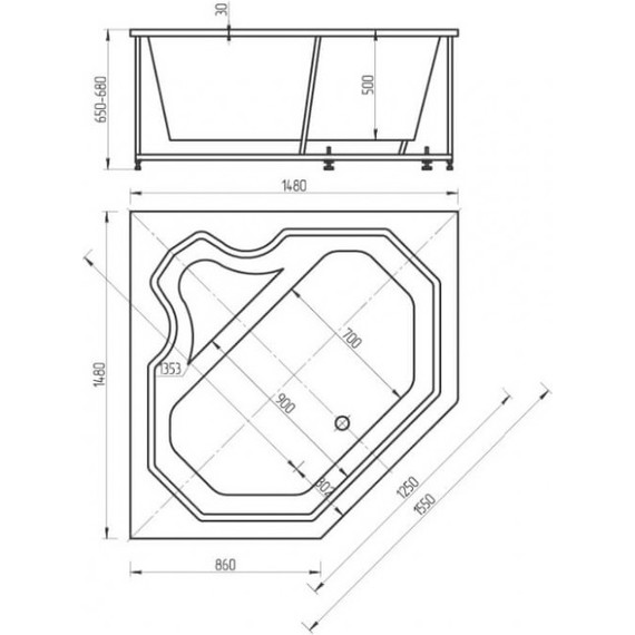 Ванна гидро-аэромассажная Aquatek Лира 150x150 см - фото 4