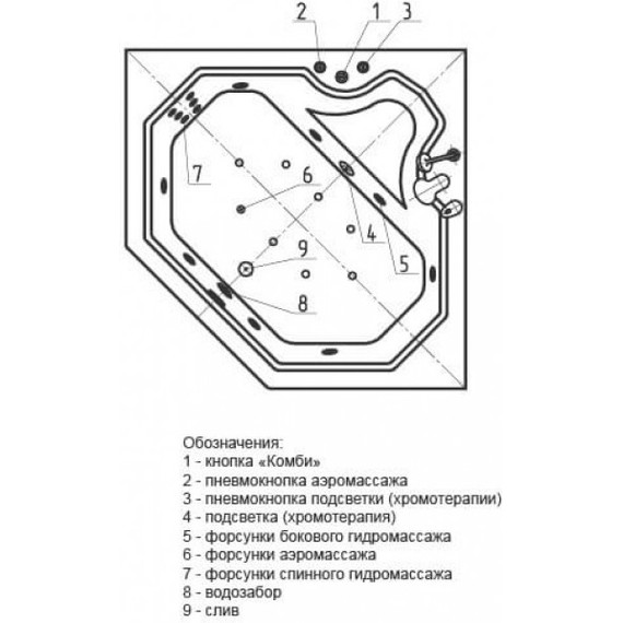 Ванна гидро-аэромассажная Aquatek Лира 150x150 см - фото 5