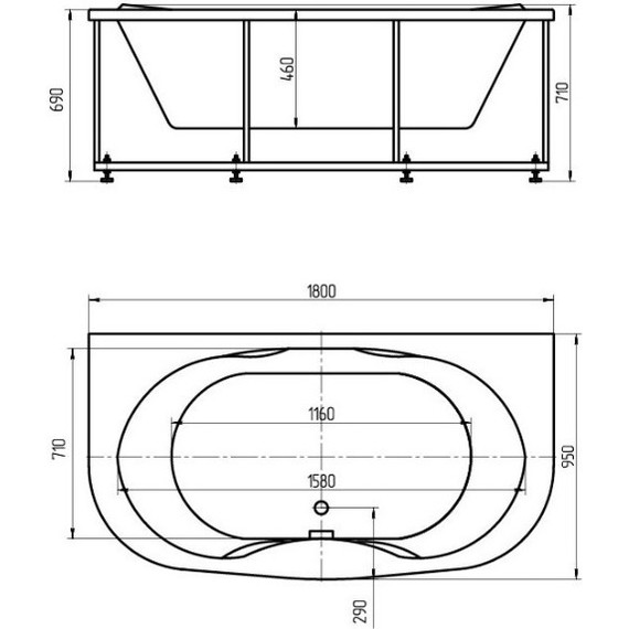 Ванна гидромассажная Aquatek Мелисса 180x95 см модель 2 - фото 5