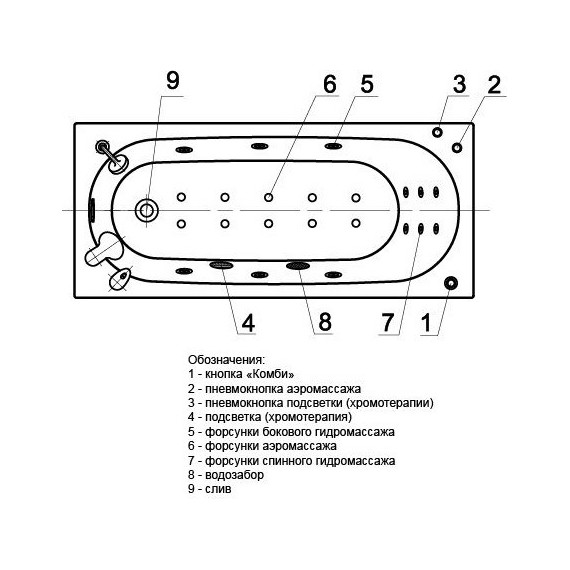 Ванна гидромассажная Aquatek Оберон 180x80 см модель 2 - фото 4