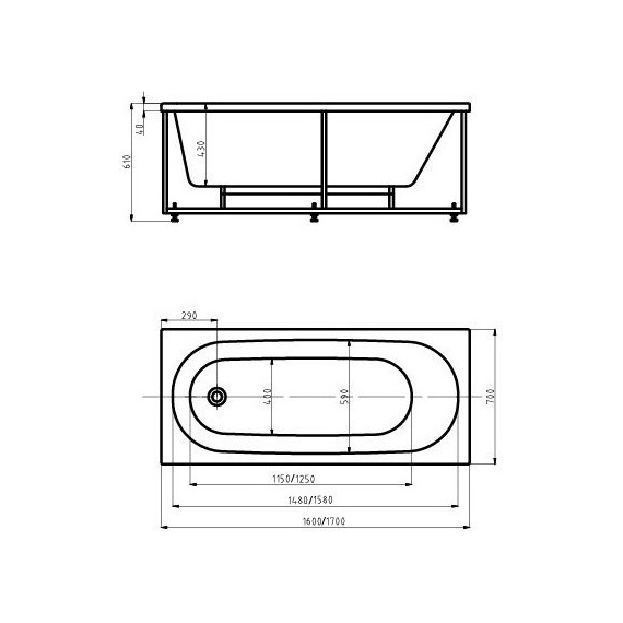 Ванна гидромассажная Aquatek Оберон 160x70 см модель 2 - фото 5