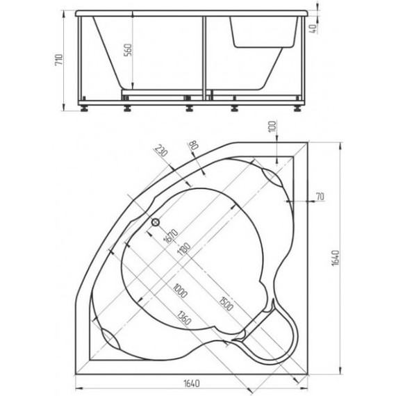 Ванна гидро-аэромассажная Aquatek Сириус 164x164 см - фото 5
