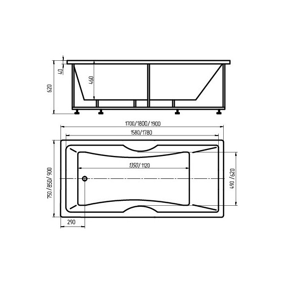 Ванна гидро-аэромассажная Aquatek Феникс 190x90 см - фото 6