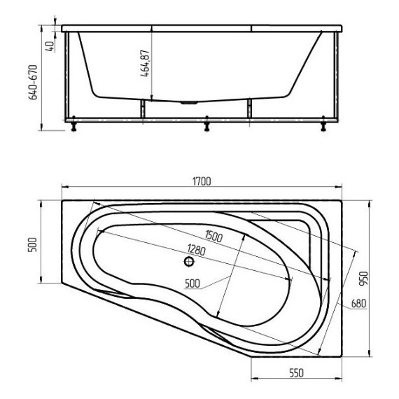 Ванна гидромассажная Aquatek Медея 170x95 см L модель 2 - фото 4
