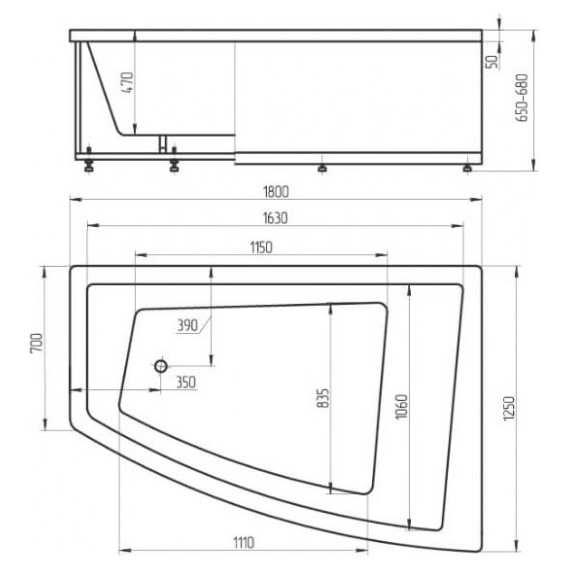 Ванна гидро-аэромассажная Aquatek Оракул 180x125 см L - фото 4