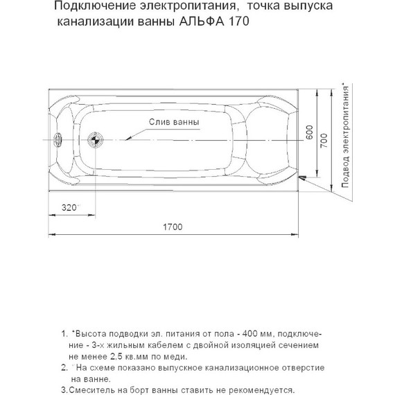 Ванна гидромассажная Aquatek Альфа 170x70 см модель 2 - фото 6