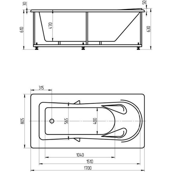 Ванна гидромассажная Aquatek Леда 170x80 см модель 2 - фото 6