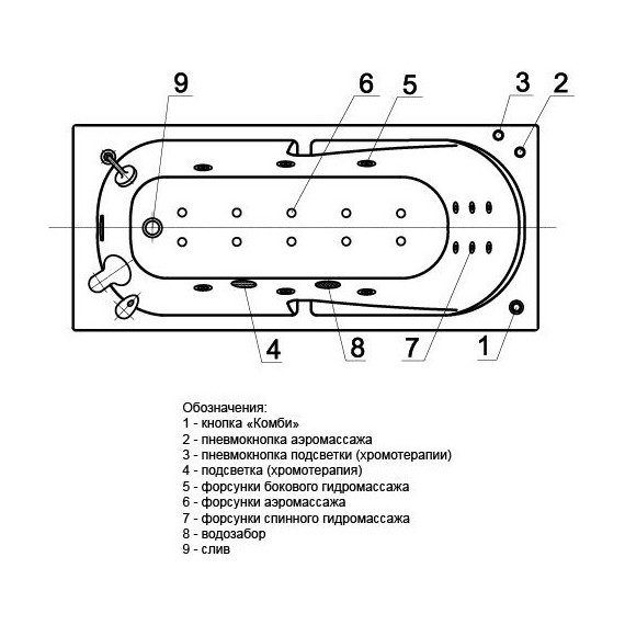 Ванна гидро-аэромассажная Aquatek Лея 170x75 см - фото 4