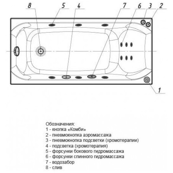 Ванна гидро-аэромассажная Aquatek Альфа 150x70 см - фото 6