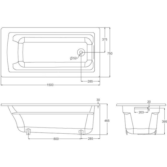 Ванна чугунная Jacob Delafon Archer 150x75 см E6D906-0 - фото 2