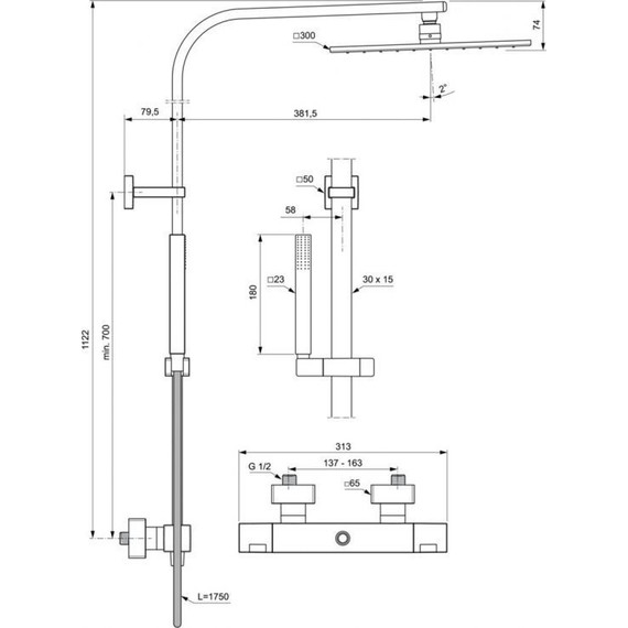 Душевая стойка с термостатом Ideal Standard Ceratherm C100 A7542AA - фото 4