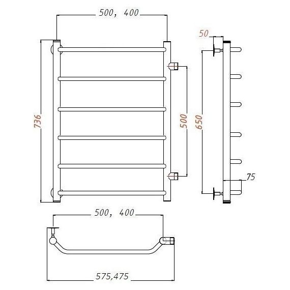 Полотенцесушитель водяной Тругор Браво ПМ1 с боковым подводом П6 400х800 мм 00-00015910 - фото, картинка 5 Полотенцесушитель водяной Тругор Браво ПМ1 с боковым подводом П6 400х800 мм 00-00015910 - фото 5