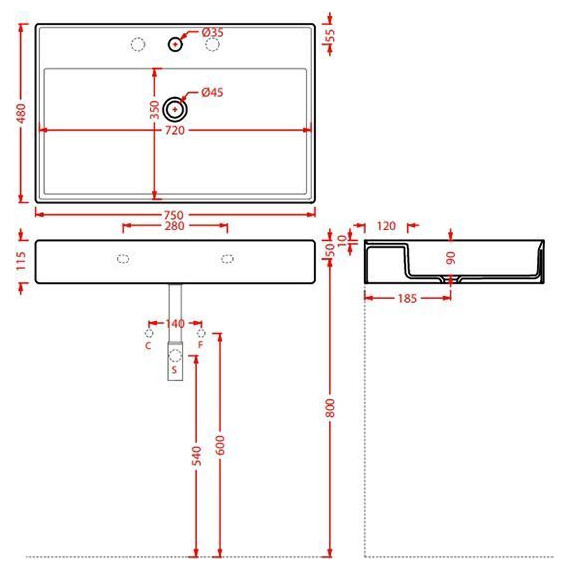Раковина-чаша ArtCeram Scalino 75 см SCL008 17 00, чёрный матовый - фото 3