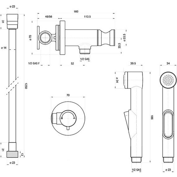 Набор для гигиенического душа Bossini Macan E37031B.030 - фото 5