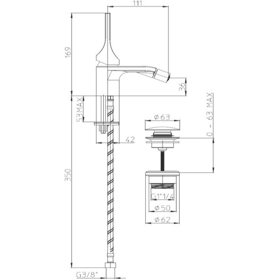 Смеситель для биде Bossini Apice E89601.073, черный матовый - фото 2