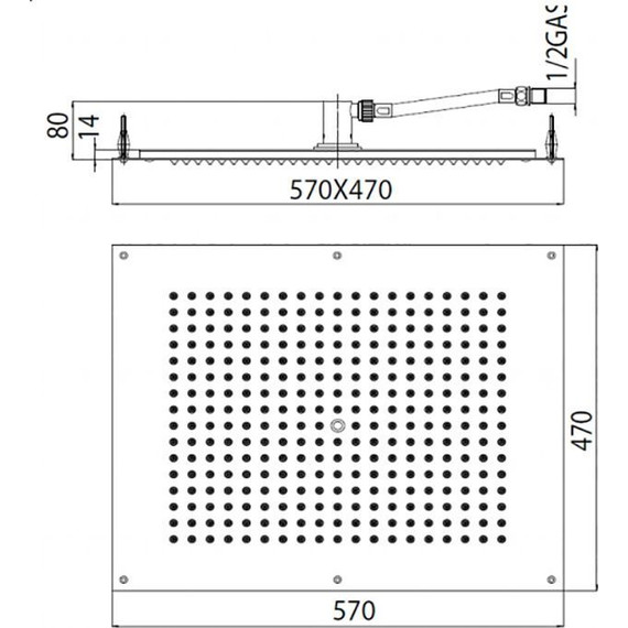 Верхний душ Bossini Dream-Flat 570x470 мм H38391.073, черный матовый - фото 2