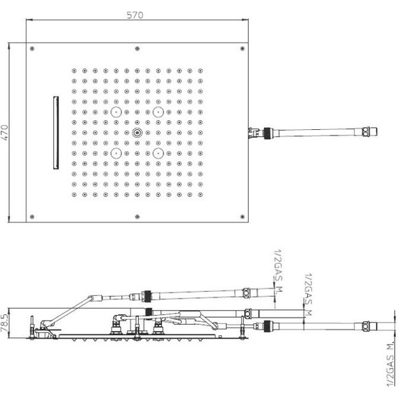 Верхний душ Bossini Dream 3 Sprays 570x470 мм H38930.030 - фото 2