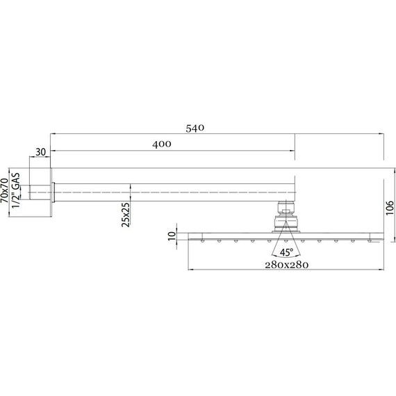 Верхний душ Bossini Cosmo 280x280 мм H69598I.073, черный матовый - фото 2