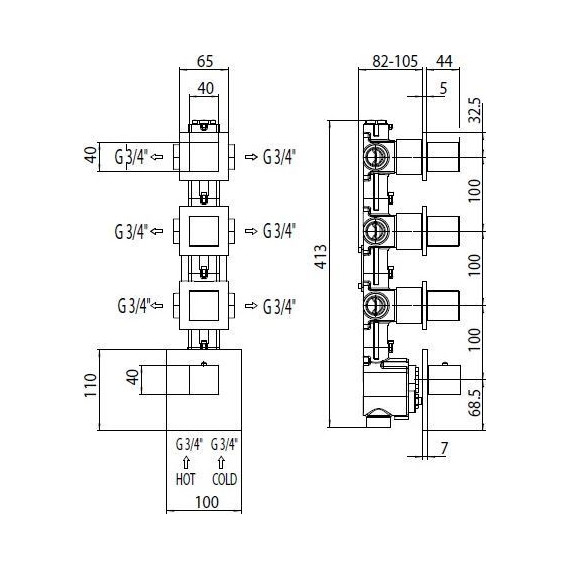 Скрытая часть на 6 выходов Bossini HighFlow Z030273000 - фото 2