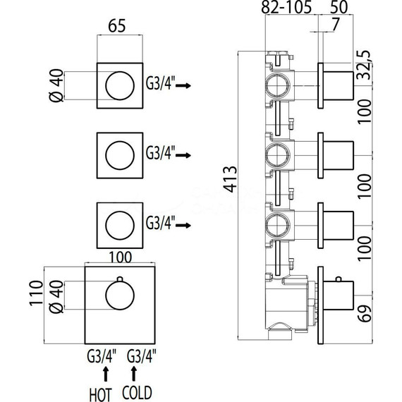 Смеситель для ванны с термостатом Bossini Oki Z031205.030 - фото 5