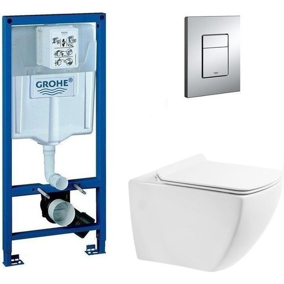 Инсталляция Grohe Rapid SL с подвесным безободковым унитазом BelBagno Carina - фото 